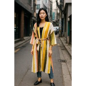 Mignon Doo Watercolor Kimono‎ Duster OS NWT Belted Duster Jacket Anthropologie